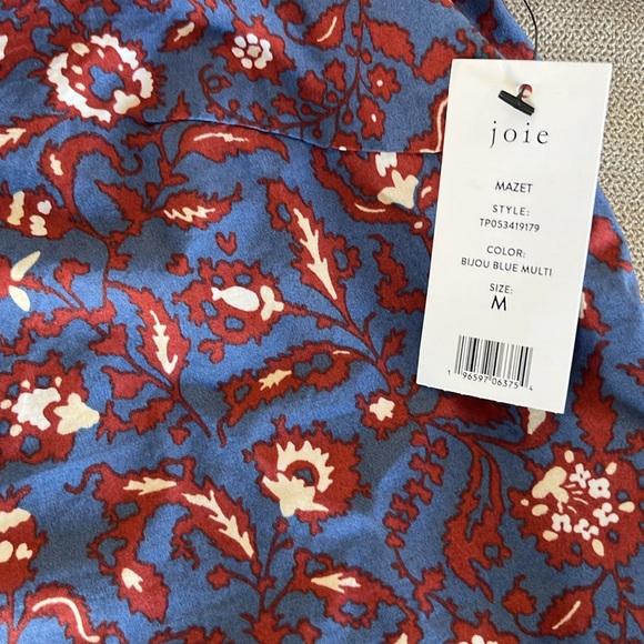 Joie Mazet Long Sleeve Cotton Top Bijou Blue Multi Size M NWT - Picture 7 of 7